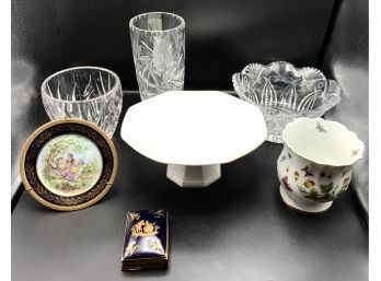Limoges Trinket Box, Limoges Plate, Crystal Vase & More