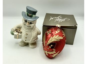 Lenox Snowman & Glass Christmas Ornament