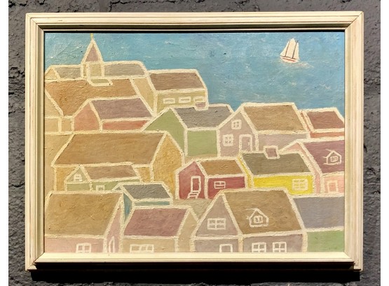 Vintage Abstract Seaside Painting Signed Amon