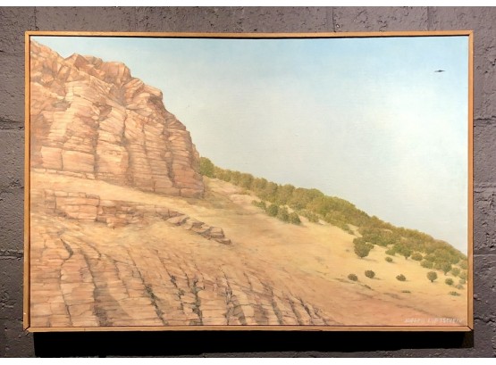 Well Done Original Oil On Canvas Titled Red Rocks By Joseph Luftschein
