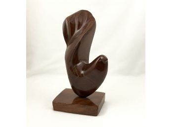 Vintage Wooden Bird Sculpture