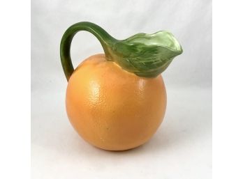 Vintage Japanese Ceramic Orange Pitcher