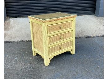 Vintage Henry Link Wicker Nightstand - Solid Wood Construction