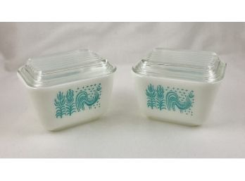 Pair Of Vintage Pyrex 1.5 Cup Storage Containers - Butterprint Pattern