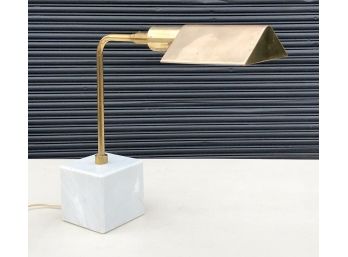 Mid Century Modern Koch + Lowy Brass Pharmacy Lamp With Marble Base