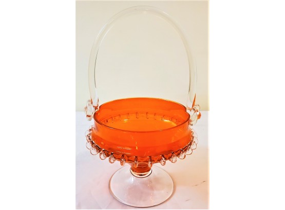Beautiful Orange And Glass Hand Blown Candy Dish