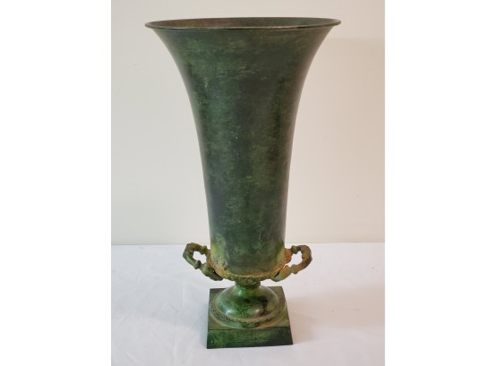 Green Painted Metal Flower/urn Vase
