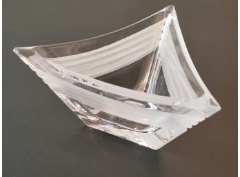 Beautiful Contemporary  Triangle Shaped Large Crystal Bowl