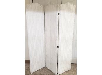 Vintage Three Sectioned White Wicker Room Divider Screen