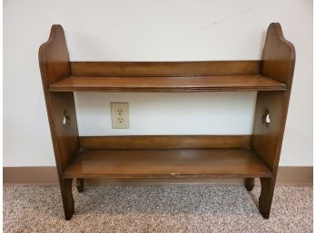 Vintage Wooden Two Tier Shelf With  Sides Clover Cut Out