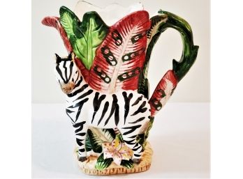 Cute Ceramic Colorful Painted Zebra Figural Pitcher