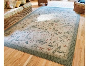 Green And Beige Floral Area Rug 7'6' X  10'9'