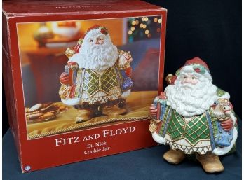 Fitz And Floyd St. Nick Large Cookie Jar In Original Box