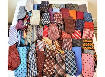 Large Collection Of Men's Neck Ties - Fifty+ Mostly Silk!