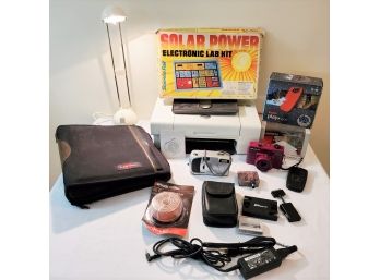New & Vintage Electronics Lot W/desk Light, Vintage Solar Powered Electronic Lab Kit For Kids