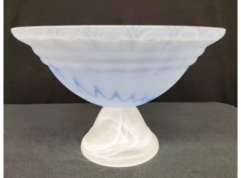 Dramatic Frosted Blue And White Crystal Pedestal Center Piece Bowl