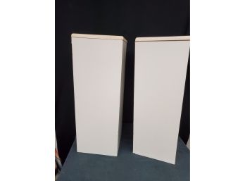 Two Vintage Ashley Home White Square Laminate Decorative Stands