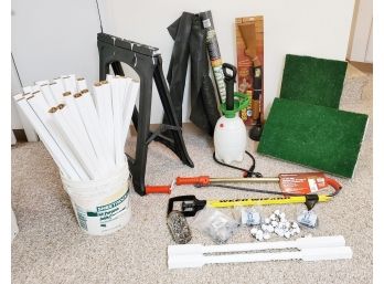 Mixed Outdoor Lot W/ridgid Auger, Landscape Fabric, Weed Wizard, Brand New Talking Rifle Red Neck Plunger