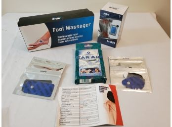 Mixed Health Aide Lot With Foot Massager, Samsonite Ear Aide, New Sealed AcuXPD And Accessories