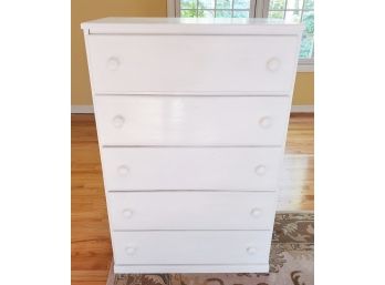 Cute Five Drawer White Painted Wooden Chest Of Drawers