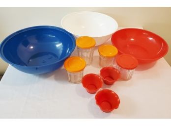 Large Lot Of Colorful Bowls And Covered Glass Containers