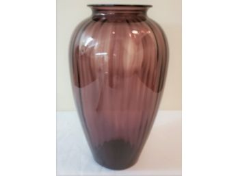 Lovely Purple Ribbed Glass Flower Vase