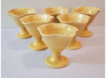 Set Of Six Yellow Ceramic Ice Cream Bowls