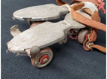 Pair Of Vintage Sears And Roebuck Strap On Roller Skates With Key