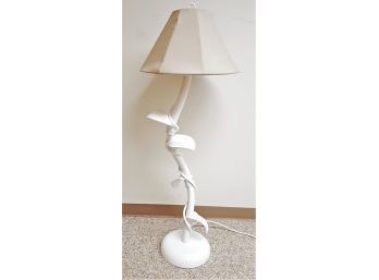 Beachy Look Vintage 80's Floor Lamp With Two Bulbs & A Beige Fabric Shade With Extra Long Cord