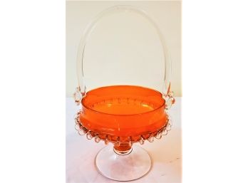 Beautiful Orange And Glass Hand Blown Candy Dish