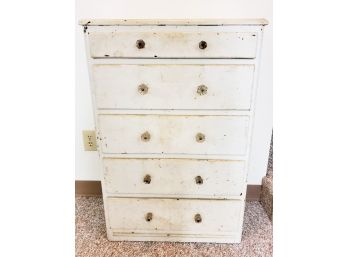 Five Drawer Vintage White Wood Dresser - Project Piece
