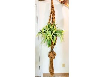 Awesome Mid Century Modern Hand Made Vintage Macrame Rope Plant Hanger - Plant Not Included