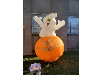 Giant 8' Airblown Inflatable Halloween Ghost On Pumpkin Lawn Decor