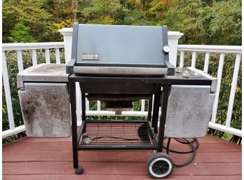Green Weber Silver Gas Grill With Cover & Two Gas Tanks