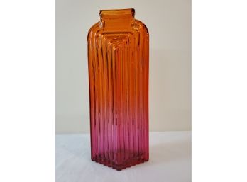 Multi Colored Pink And Orange Contemperary Style Art Glass Vase Made In Spain