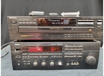 Electronics Lot With Sony Five Disc CD Player, Yamaha Stereo Receiver With Remotes