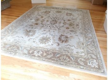 100% Wool Hand Tufted Beige And Brown Area Rug 7'6' X 9'5' - Style Samovar