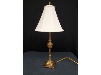 Vintage Brass Table Lamp With Off White Fabric Shade