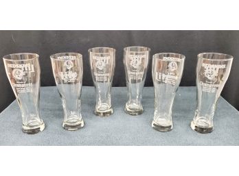Set Of Six Rare NFL Washington Red Skins Miller Lite Beer Glasses