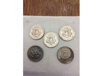 Five 1972 Fifty Cent Pieces