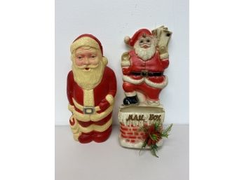 Vintage Christmas Blow Mold Plastic Santa's