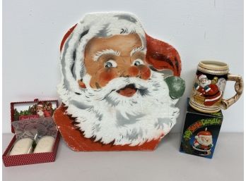 Vintage Foam Santa Head, Candle & Soap