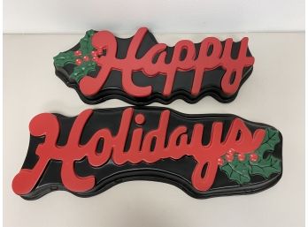 Vintage Plastic Mold Happy Holiday Sign