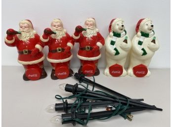 Coca Cola Christmas Blow Mold Santa's & Polar Bears Lot 6