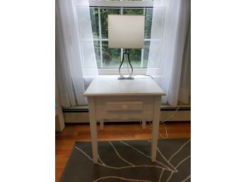 White Wooden Nightstand & Ikea Silver Metal Lamp
