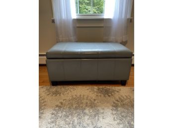 Gray Faux Leather Storage Bench With Hinged Lid