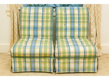 Twin Slipper Chairs In Plaid
