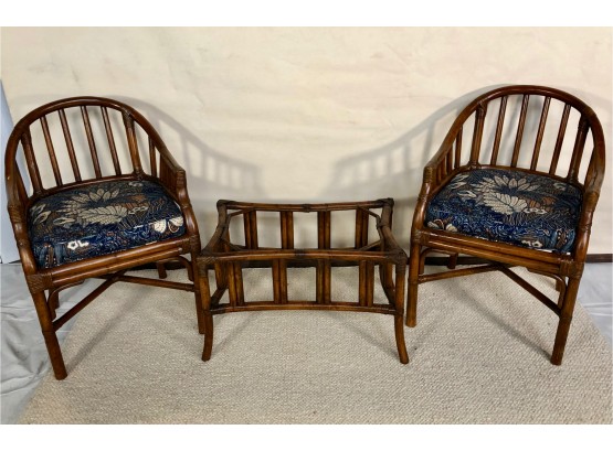 Ficks Reed Rattan Lounge Chairs & Coffee Table