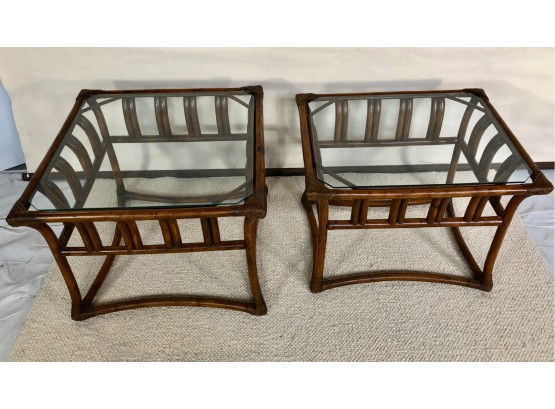 Ficks Reed Rattan Side Tables - Two