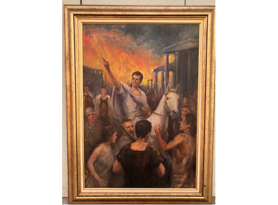 Howard L. Hastings, Illustrator And Painter, Signed Large Oil On Canvas, Ancient Roman Scene